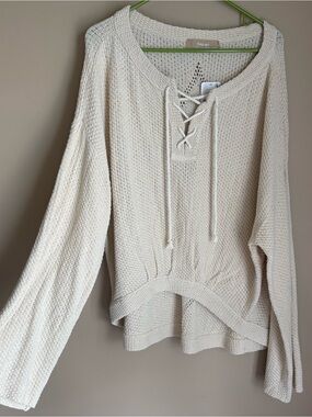 Free People Beach Free-est High Low Lace Up Pullover Sweater